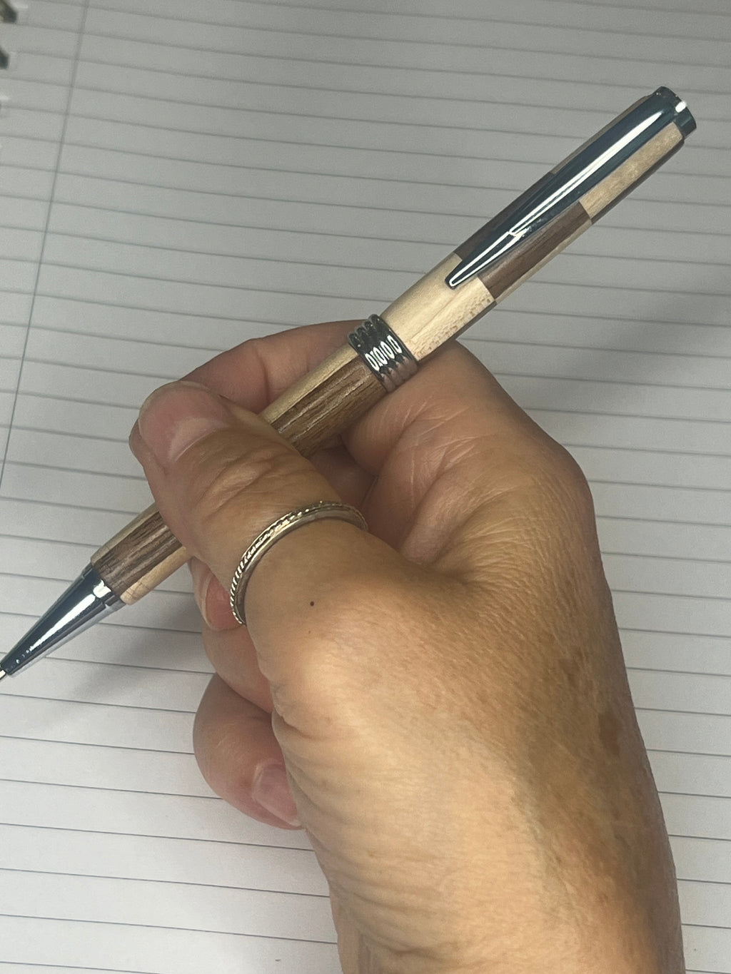 Maple & Walnut Geometric Ball Point Pen