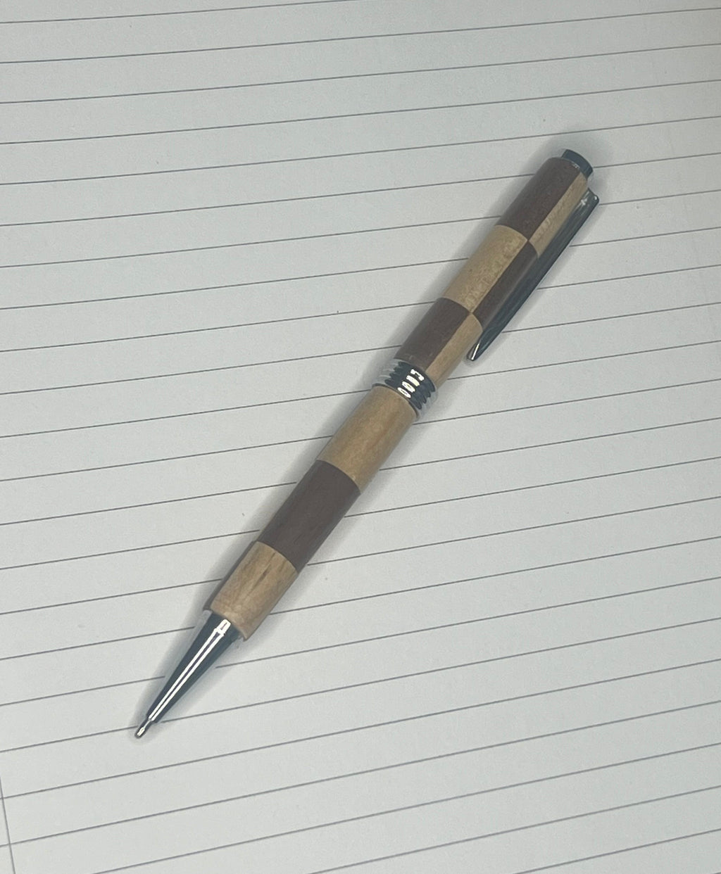 Maple & Walnut Geometric Ball Point Pen
