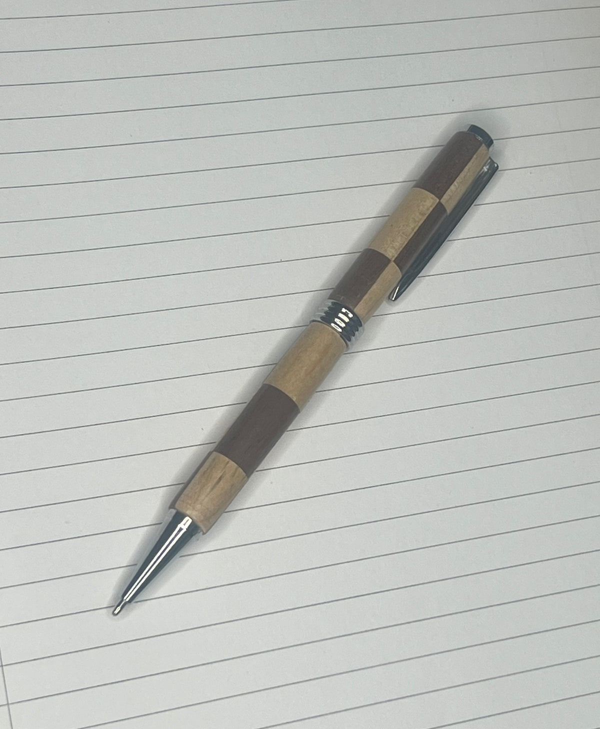 Maple & Walnut Geometric Ball Point Pen