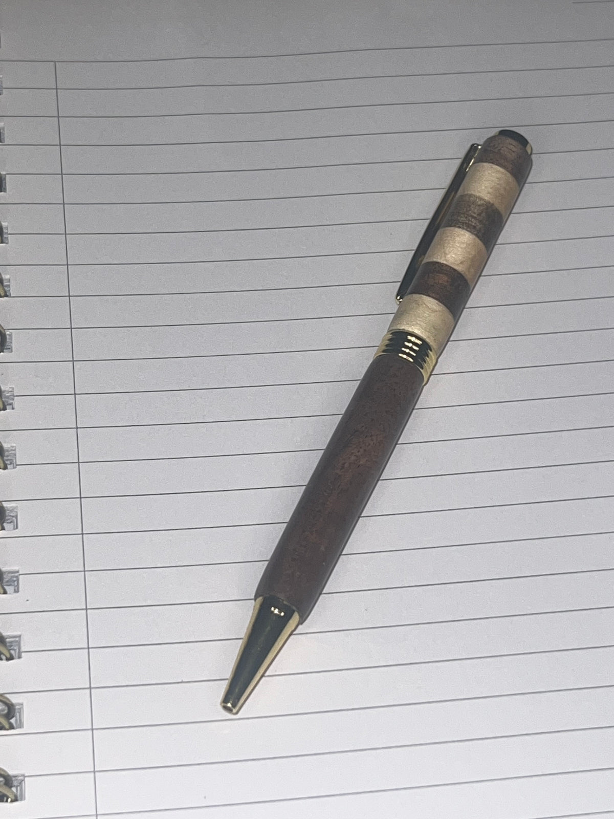 Maple & Walnut Striped Ball Point Pen