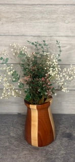 Handcrafted Bottle Neck Maple & Mahogany Vase