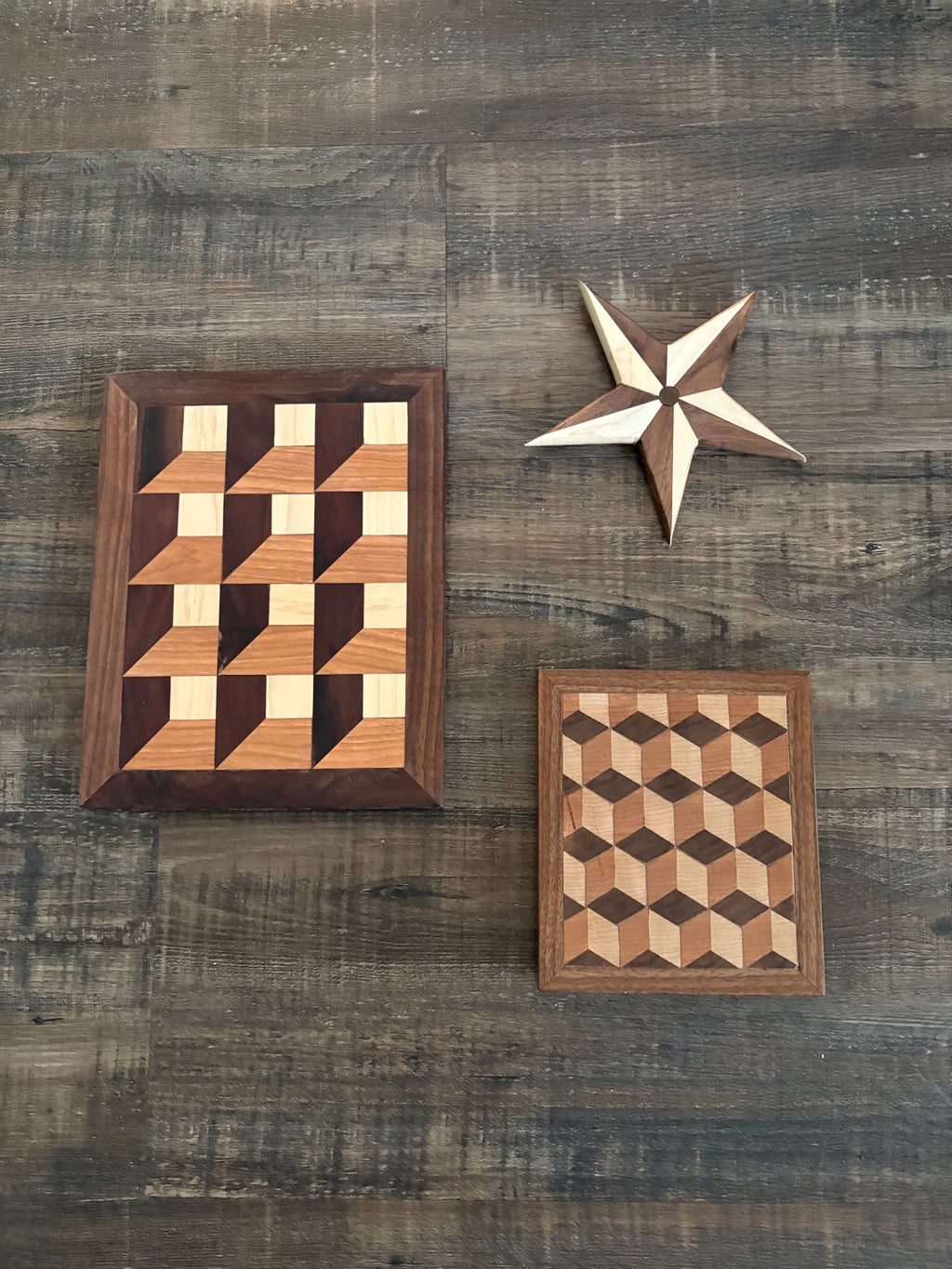 Maple & Walnut Star Wall Art