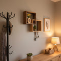 Two Tone Pine Shelf with Wooden Hooks