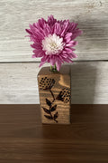 Floral Hand-Burned Pine Bud Vases