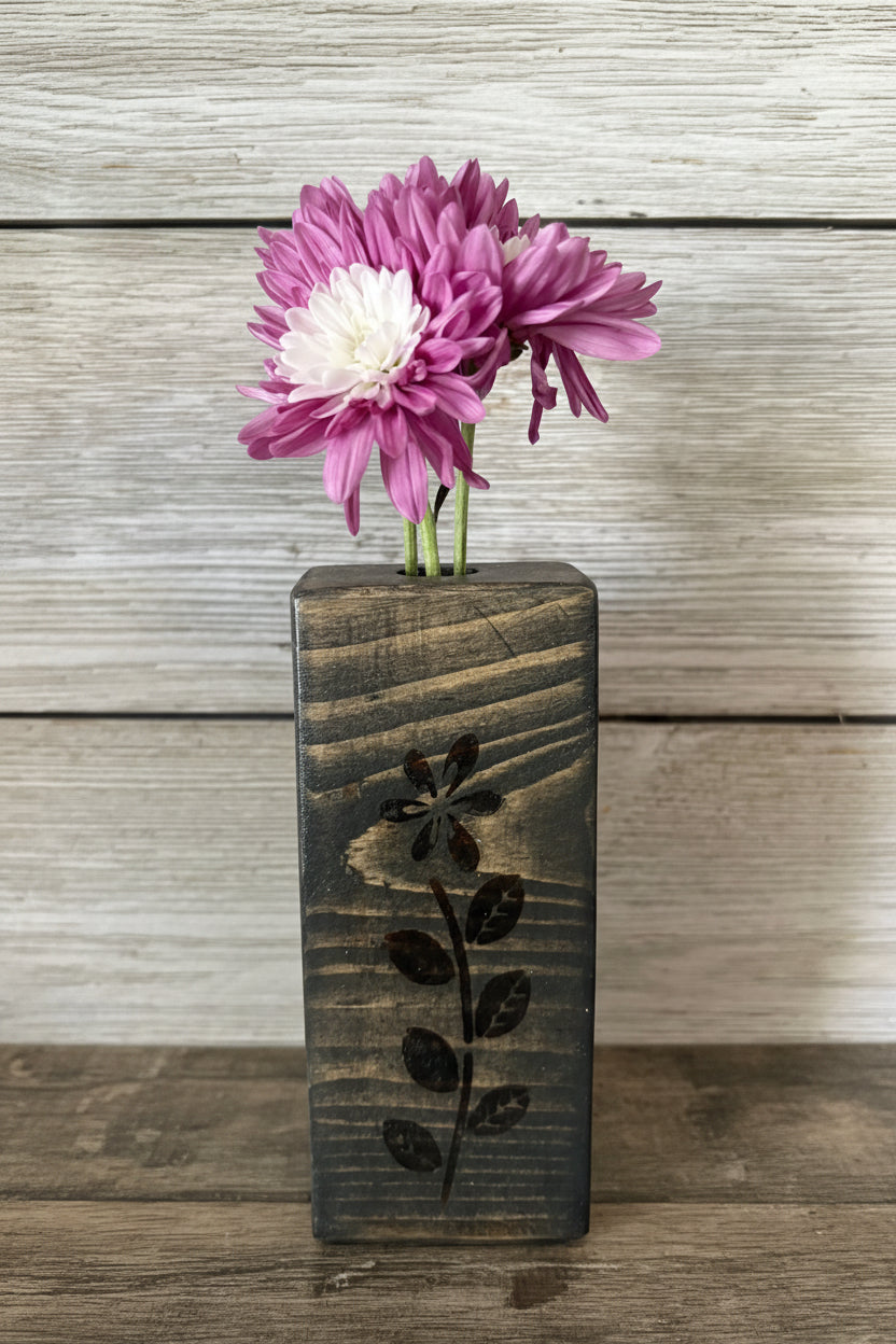 Floral Stenciled Bud Vases