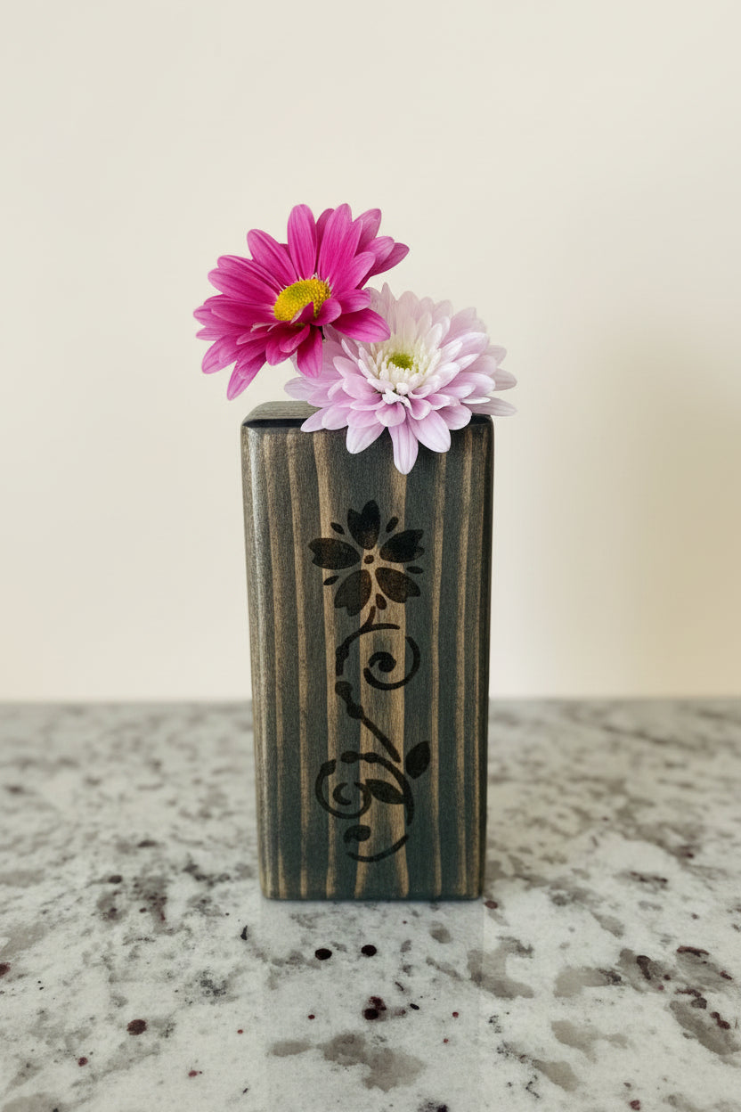 Floral Stenciled Bud Vases