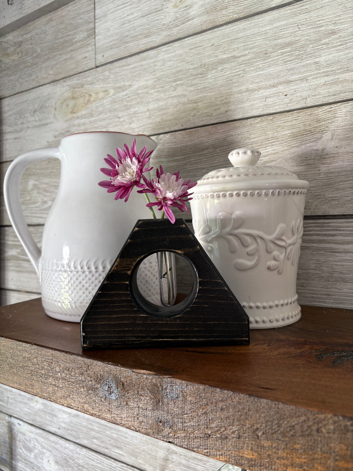 Triangular Wooden Bud Vases