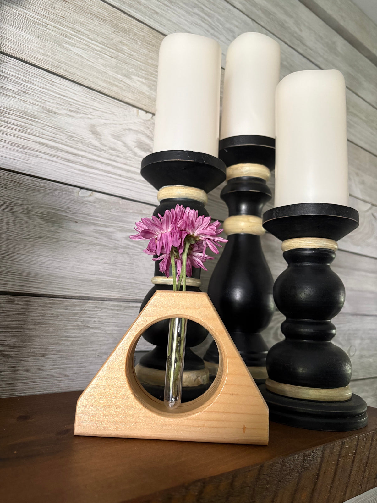 Triangular Wooden Bud Vases