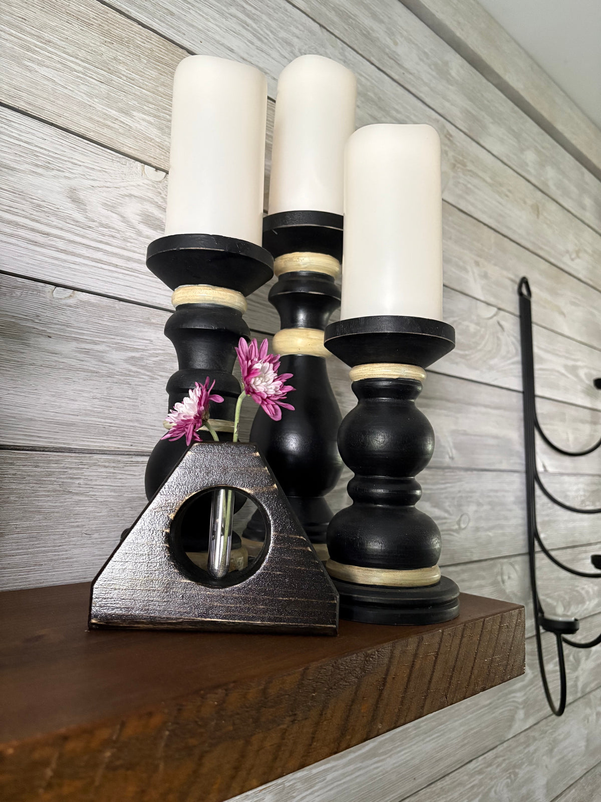 Triangular Wooden Bud Vases